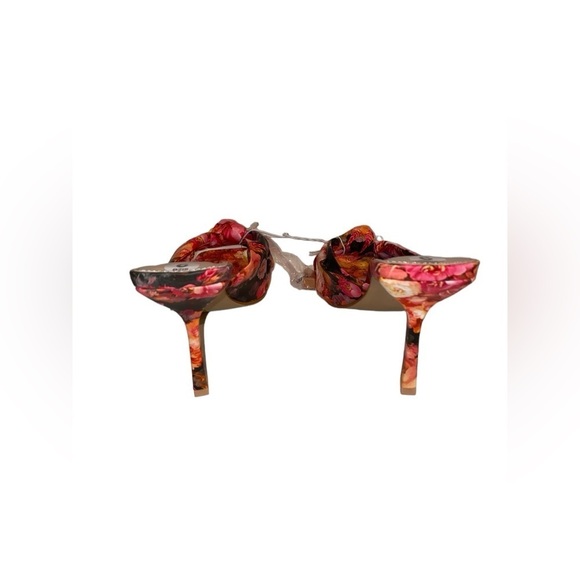 NY&C Women Orange Floral Mules Dress Heeled Faux Leather Glam Party Event NWT‎ - Picture 4 of 5